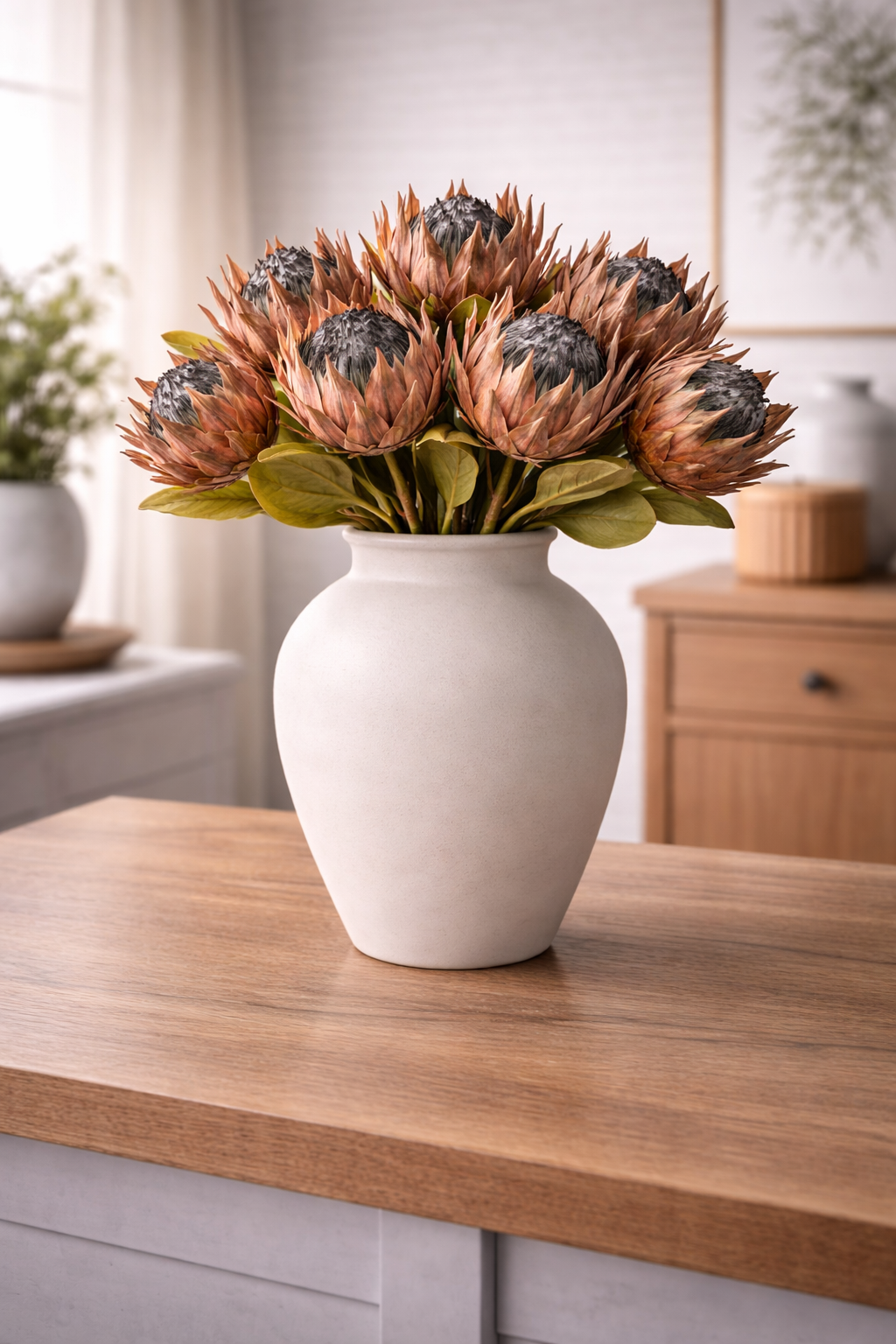 Burnt Protea Statement Stem