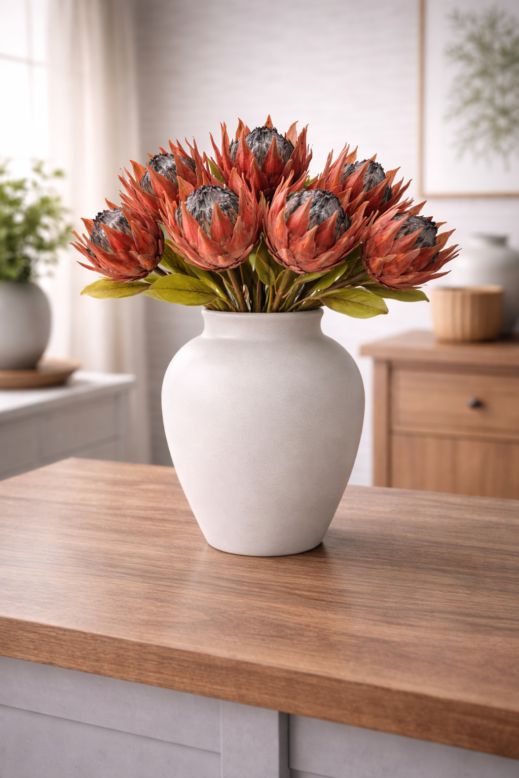 Burnt Protea Statement Stem