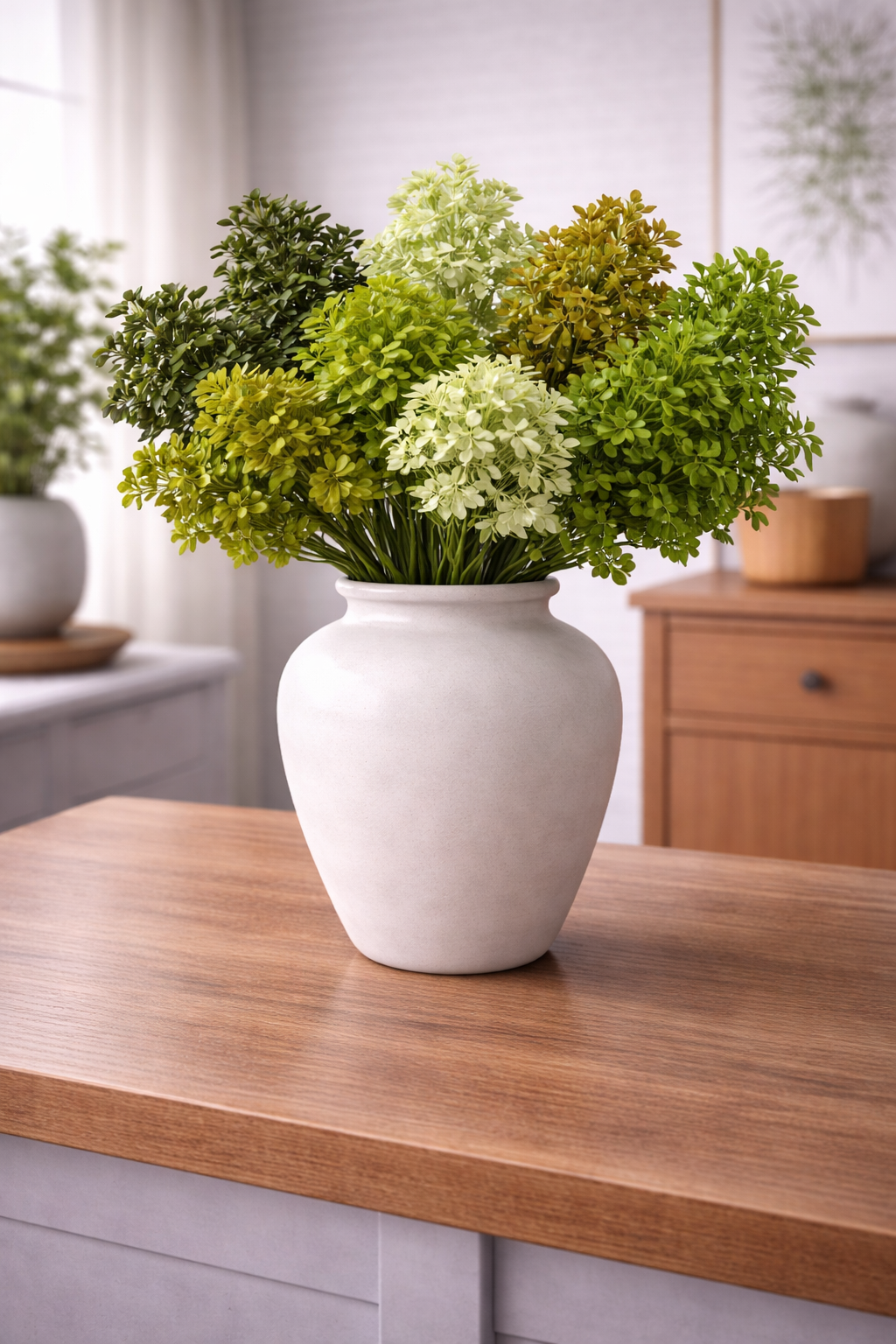 Evergreen Leaf Cluster Decorative Stem